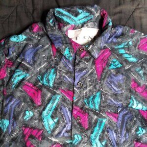 Vintage 90s Frank Abstract Geometric Button Shirt Long Sleeve